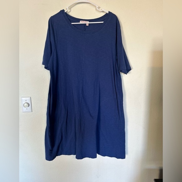 FRESH PRODUCE XXL South Beach BLUE LORNA Jersey POCKETS Swing Dress - Picture 1 of 10